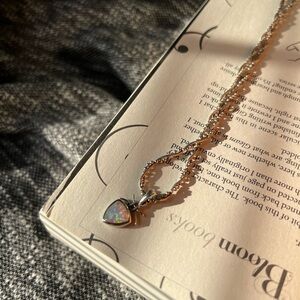 Vintage Sterling Silver Italy chain with Opal Sterling Silver Necklace